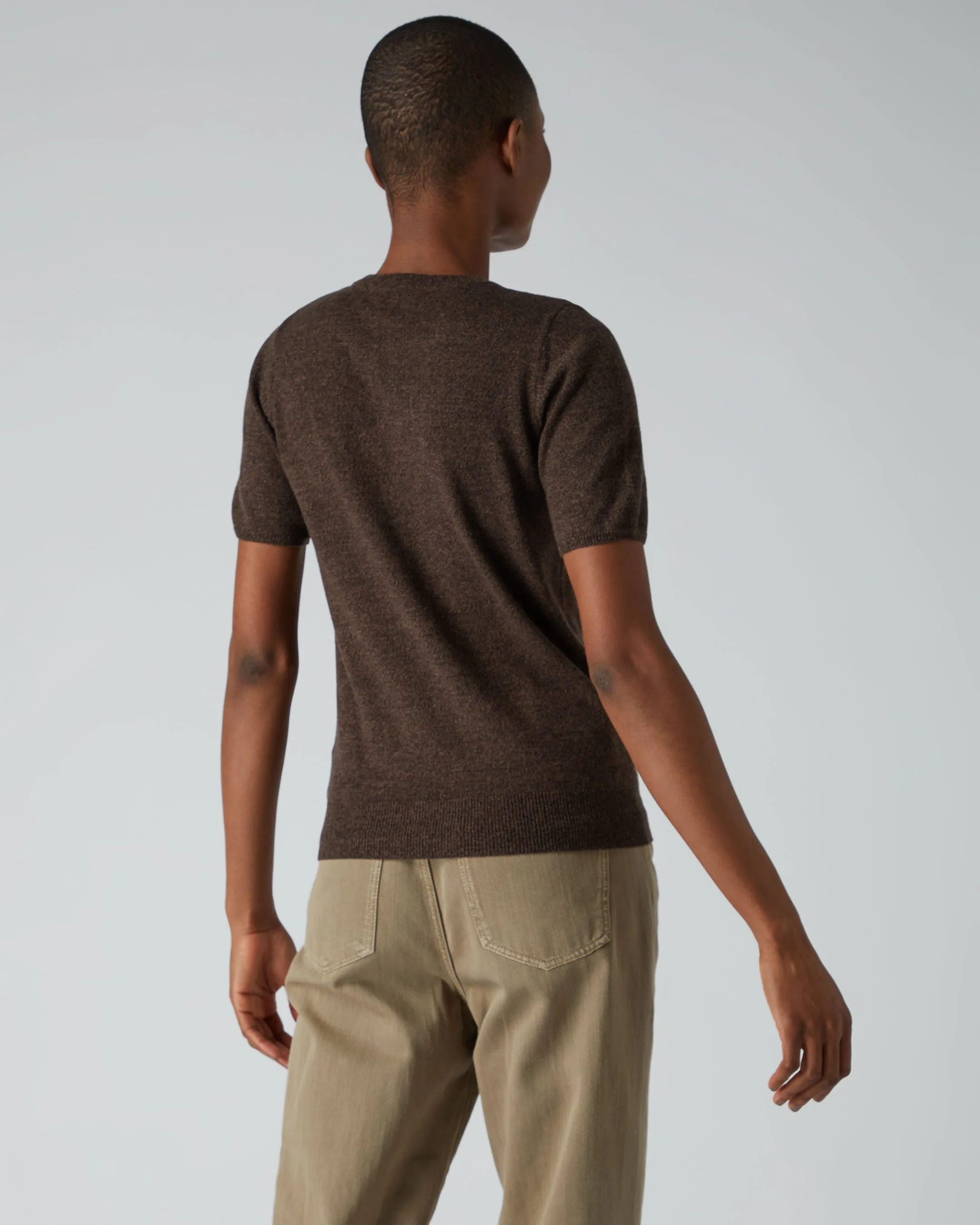 007 Round Neck Cashmere T Shirt Moorland Brown