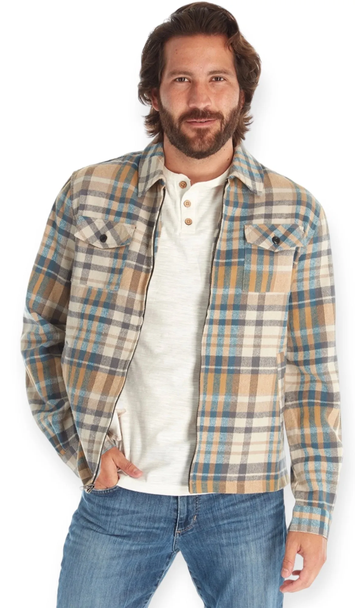 Aarons Plaid Zip Up Shacket