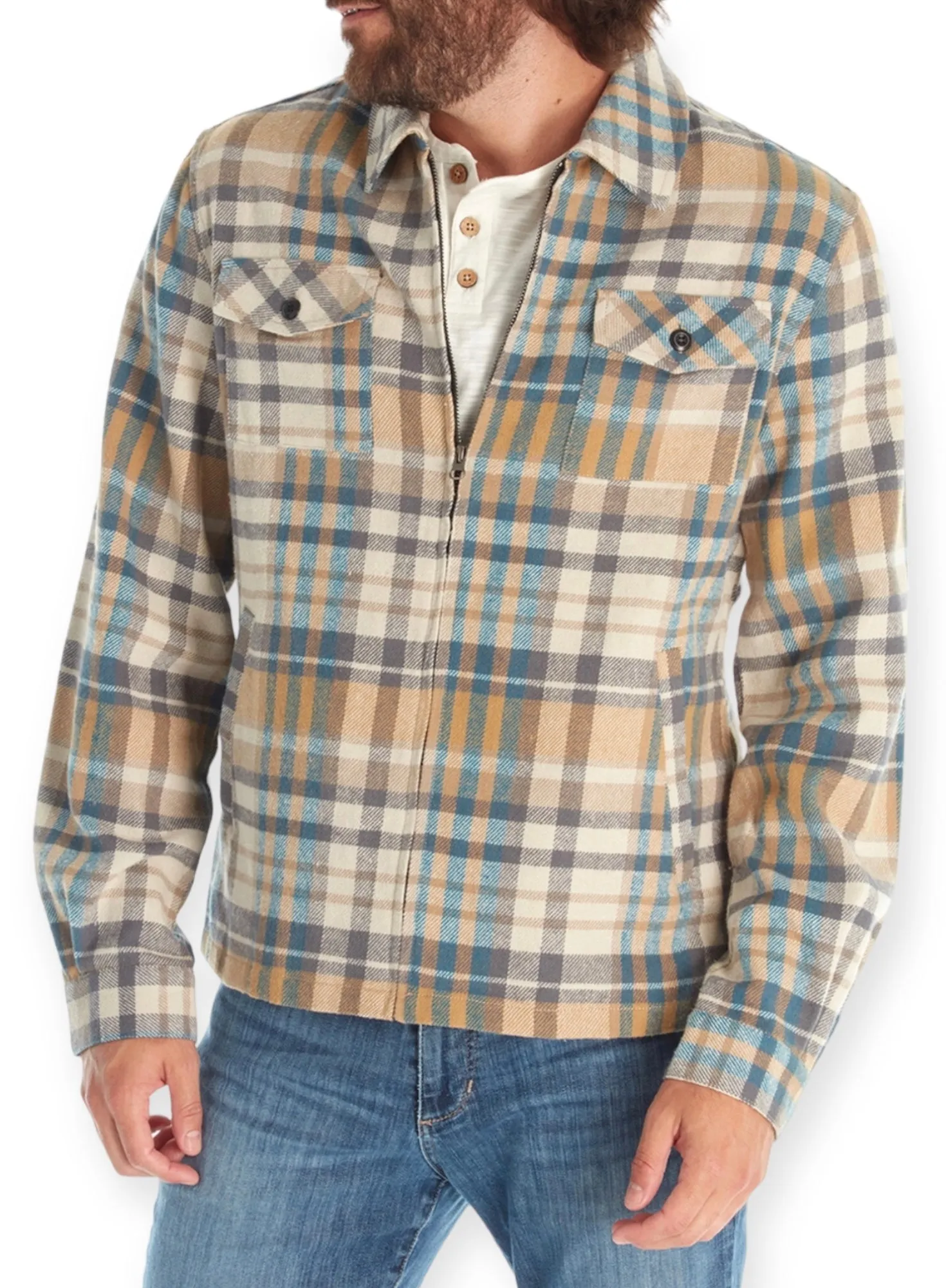 Aarons Plaid Zip Up Shacket