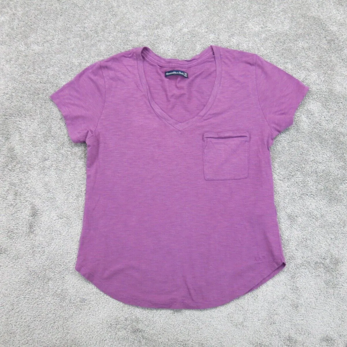 Abercrombie & Fitch Women T Shirt Scoop Neck Short Sleeve Chest Pocket Pink XS