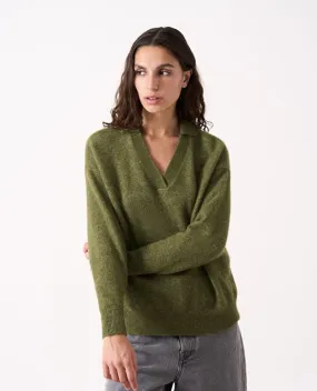 Absolut Cashmere Donald Artichoke Green V Neck Knit