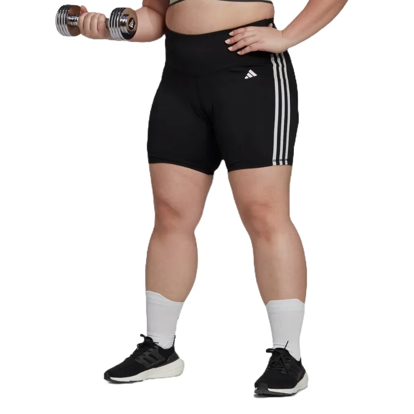 adidas Women's Training Essentials 3-Stripes High-Waisted Short Leggings (Plus Size)