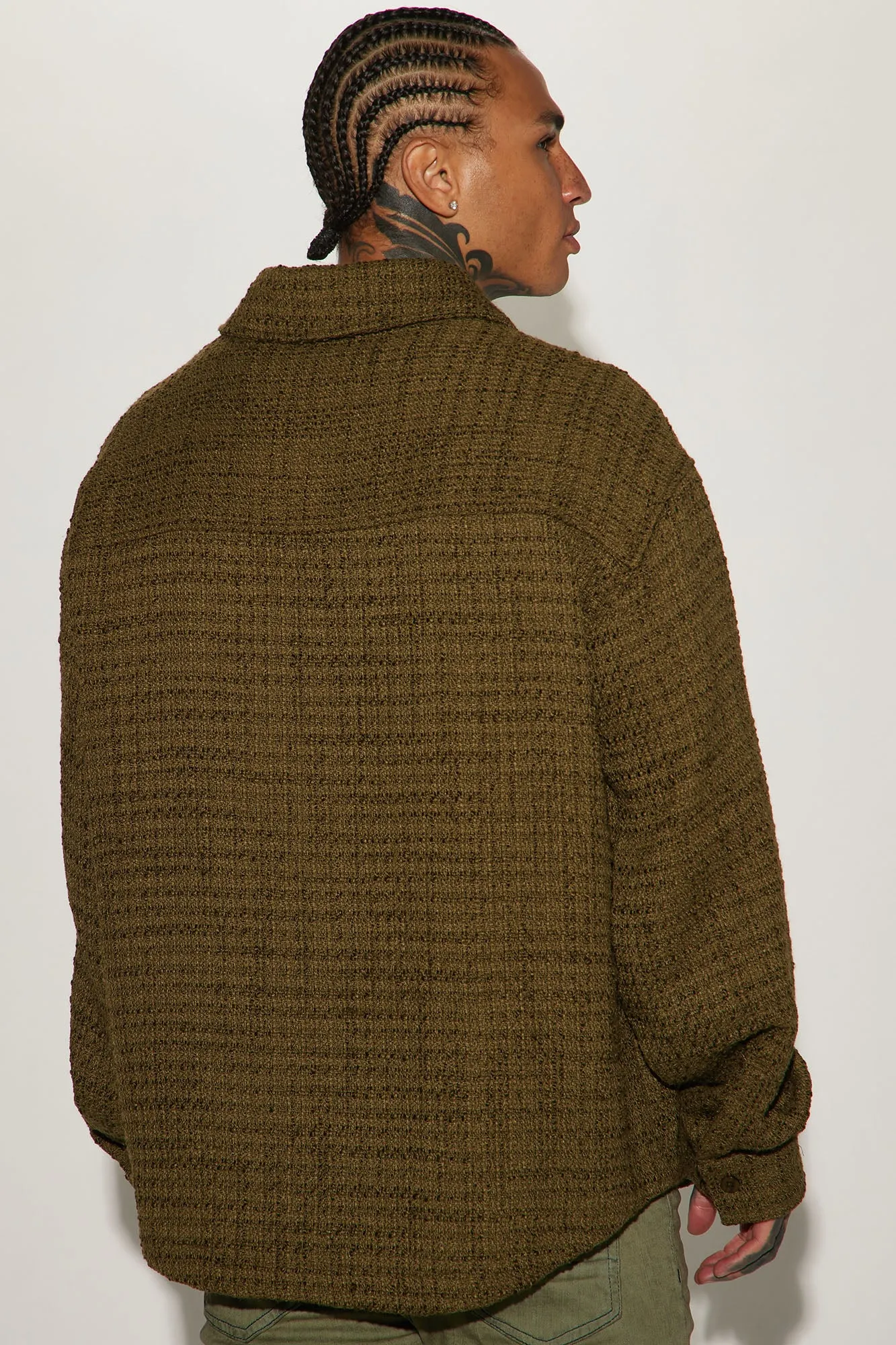 Alex Textured Oversized Shacket - Olive