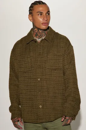 Alex Textured Oversized Shacket - Olive