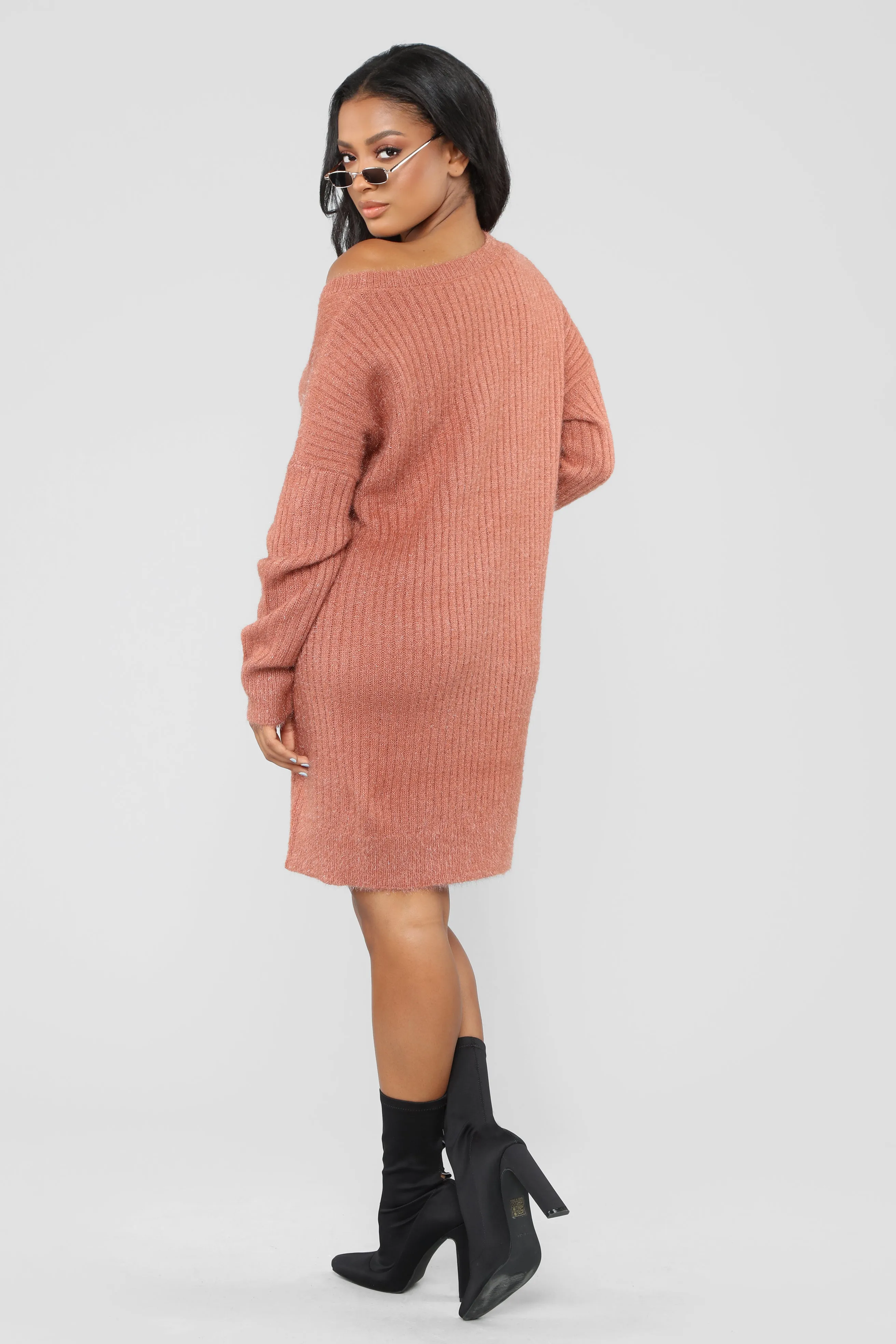 Alice Fuzzy Tunic Sweater - Mauve