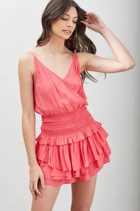 Allegra Wrap Smocked Waist Ruffle Dress