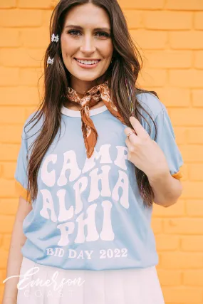 Alpha Phi Camp Bid Day Colorblock Ringer Tee