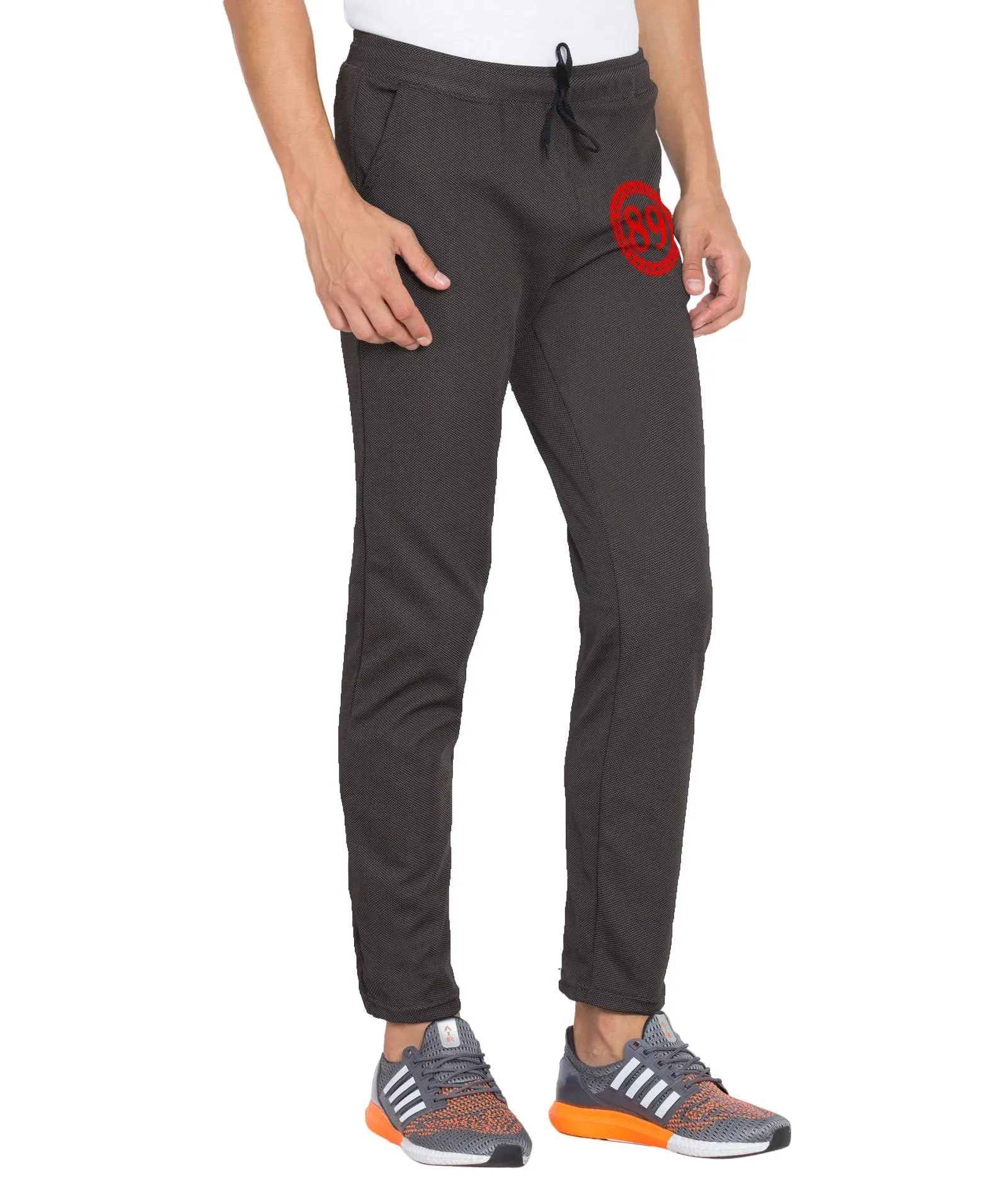 American-Elm Printed Black Polyester Sporty Active Track Pant, Gym Wear for men