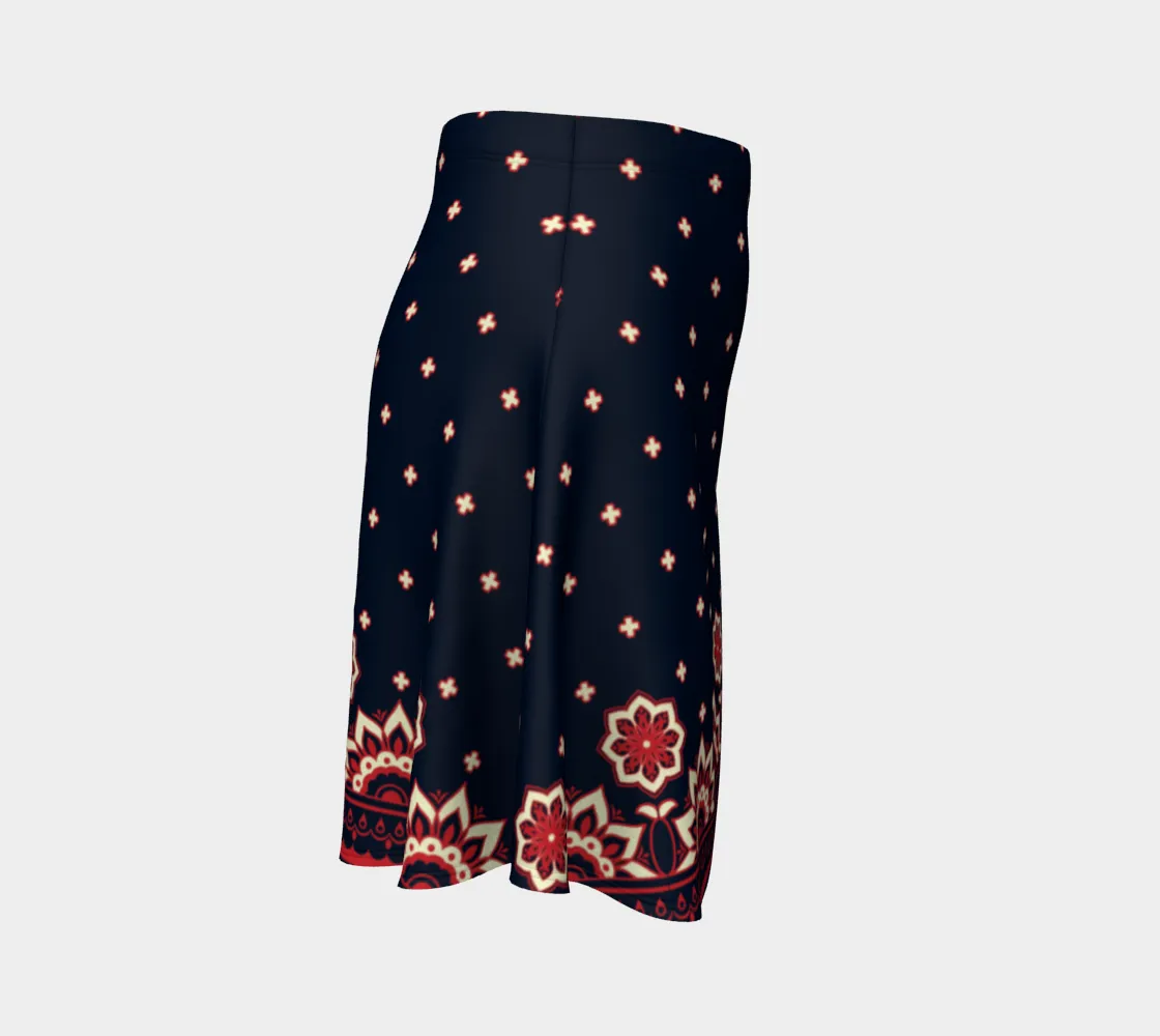 Arabesque Print Flare Skirt