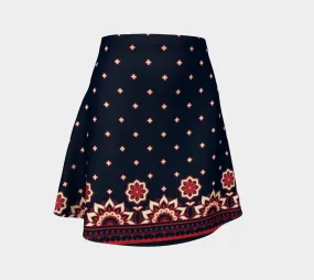 Arabesque Print Flare Skirt