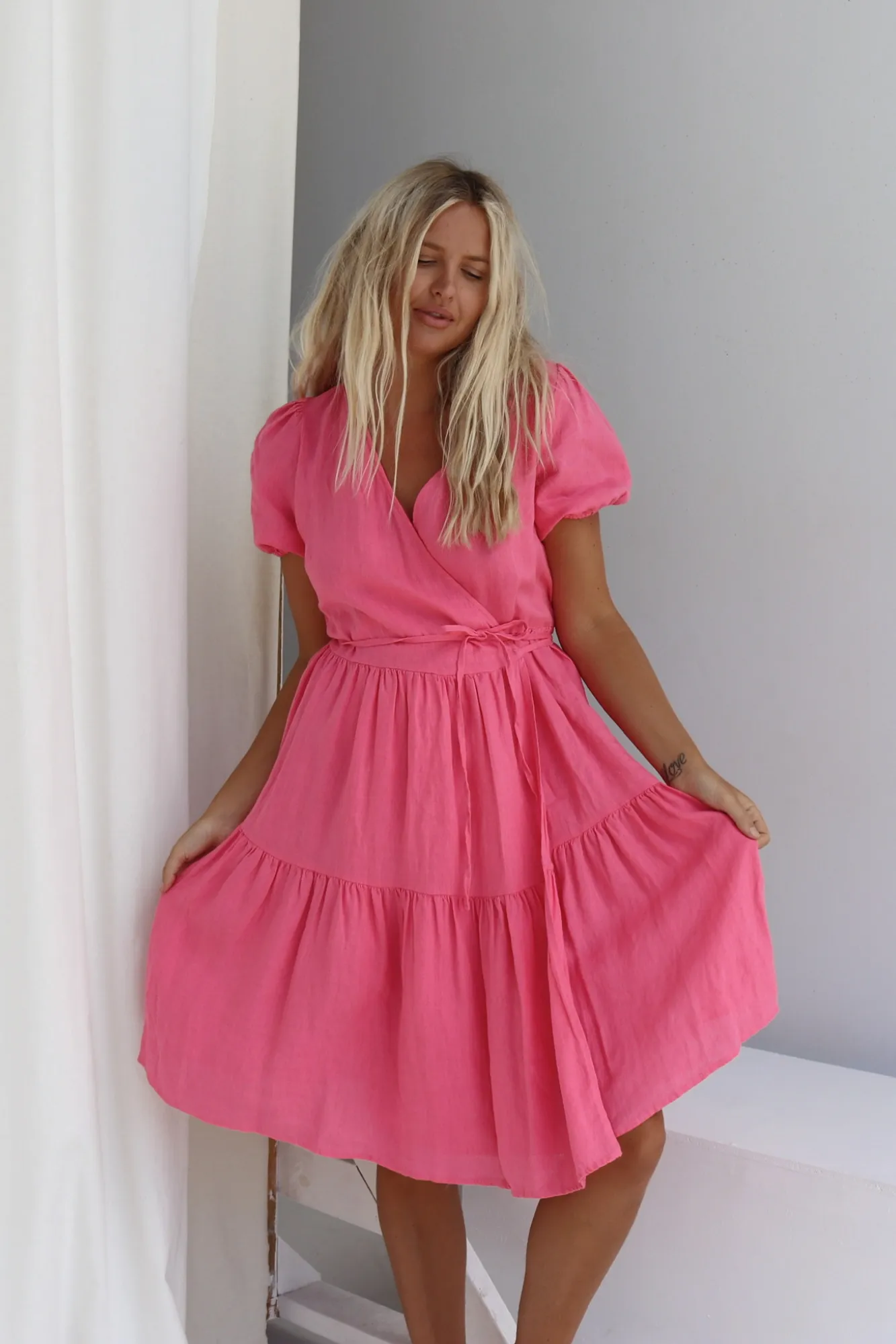 ARIEL WRAP DRESS - Pink