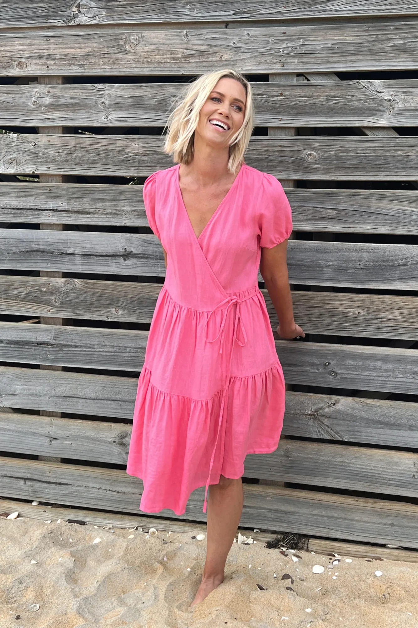 ARIEL WRAP DRESS - Pink