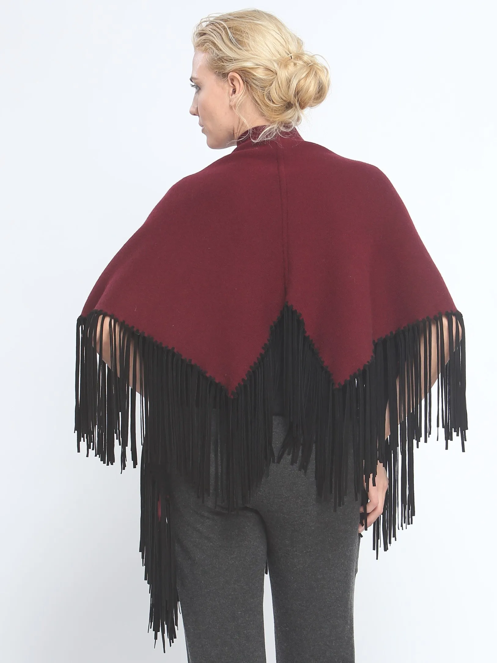 Asymmetrical Reversible Fringed Wrap