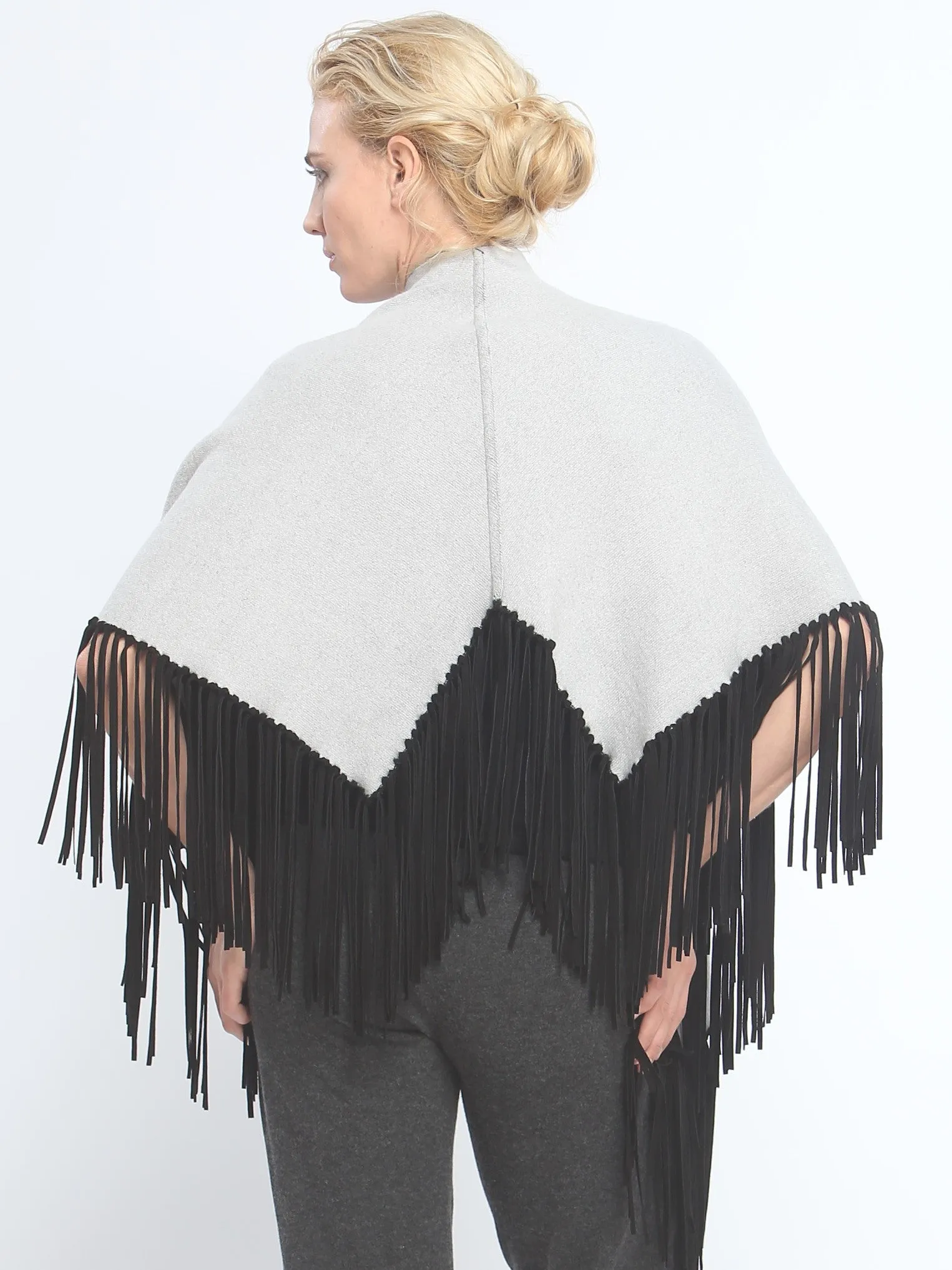 Asymmetrical Reversible Fringed Wrap