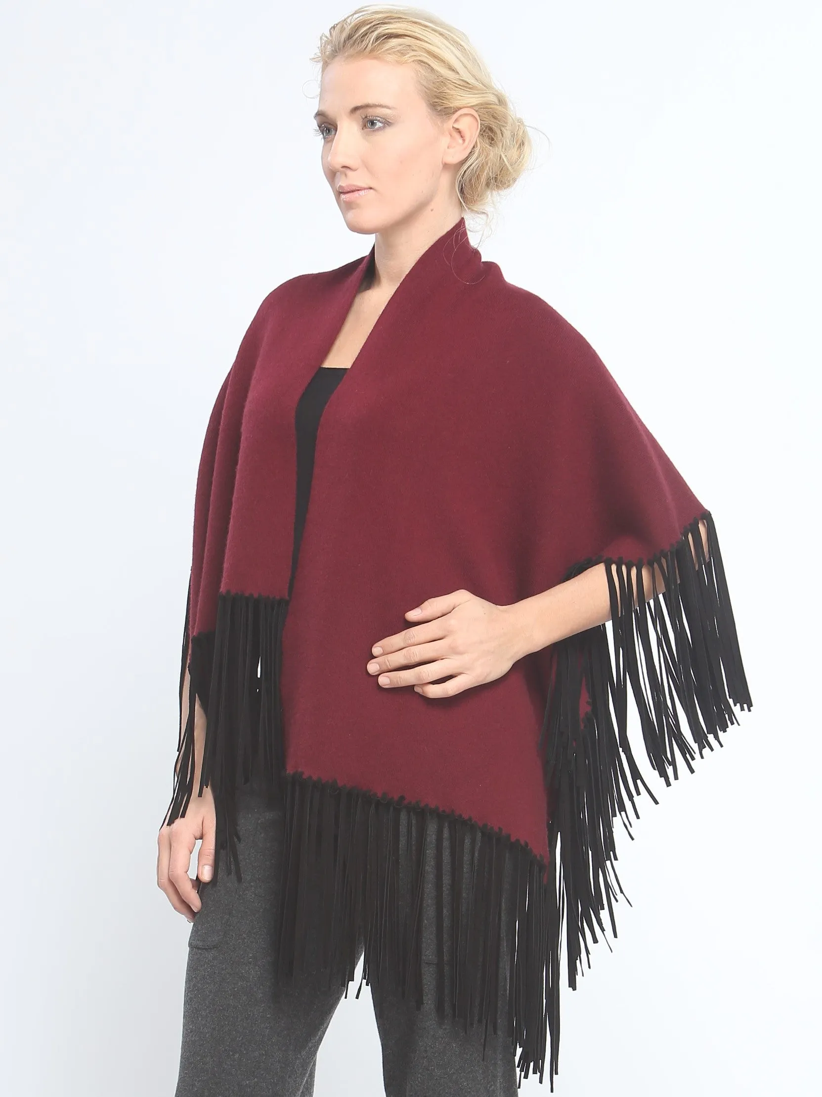 Asymmetrical Reversible Fringed Wrap