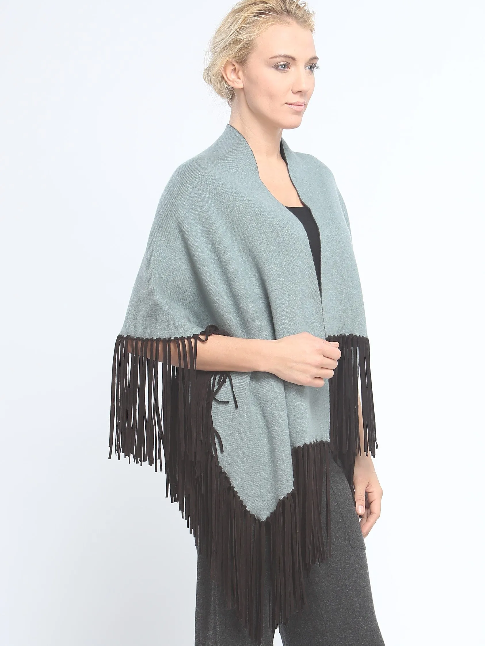 Asymmetrical Reversible Fringed Wrap