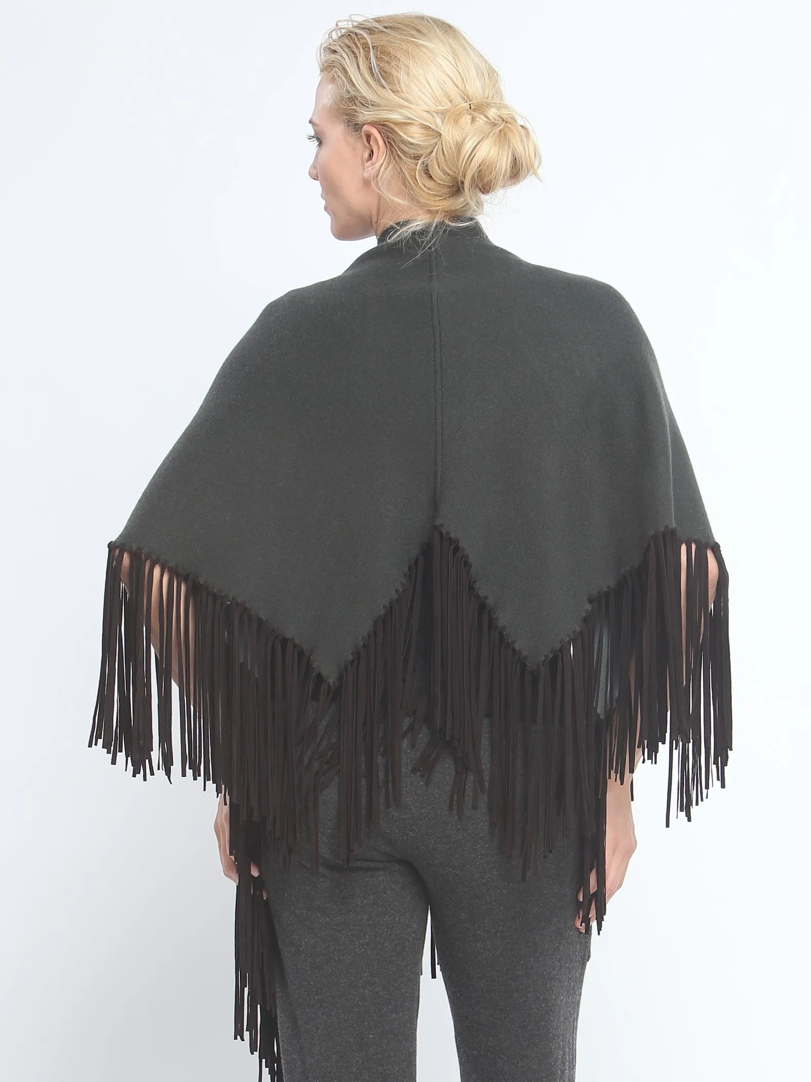 Asymmetrical Reversible Fringed Wrap