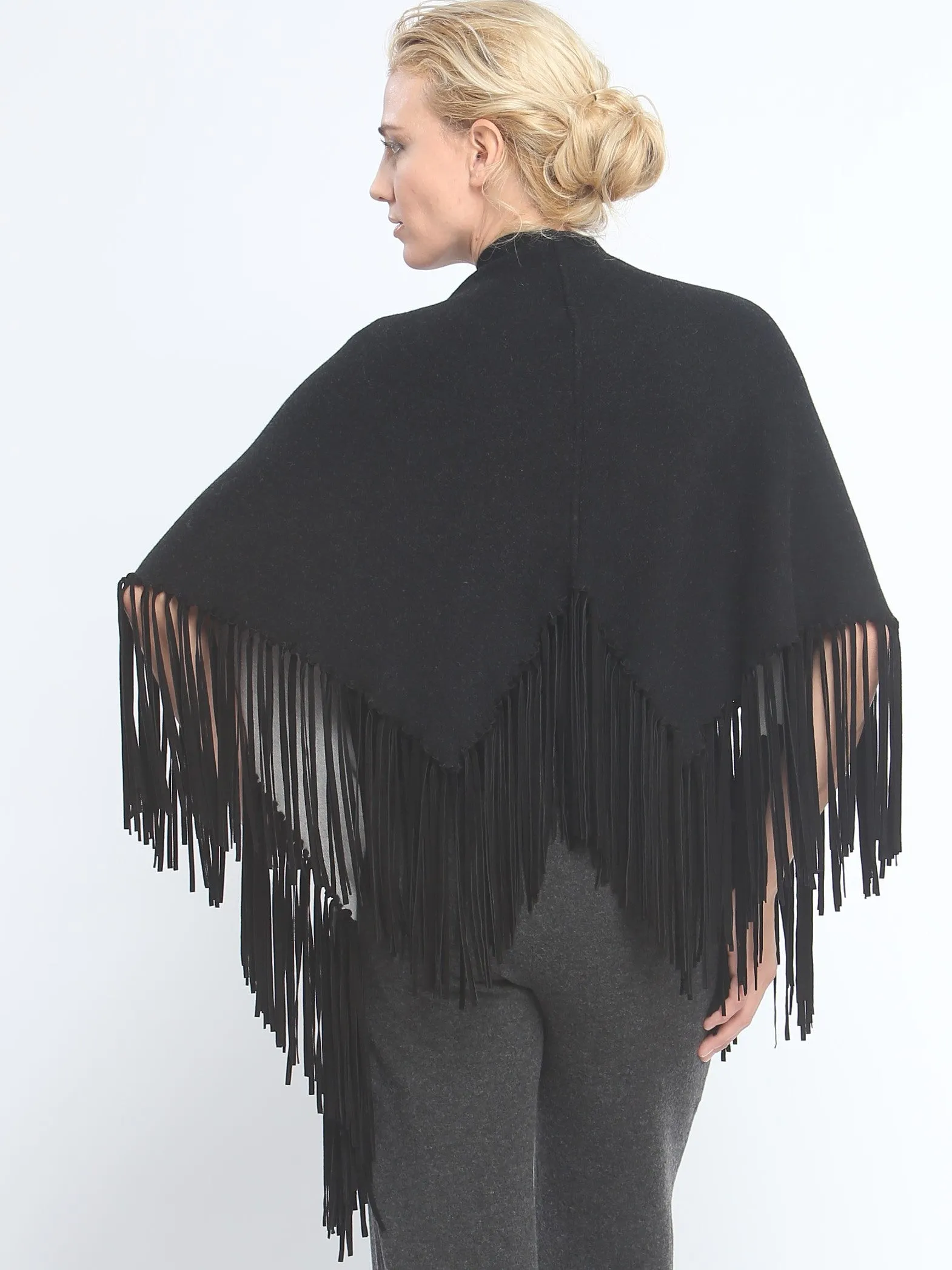 Asymmetrical Reversible Fringed Wrap