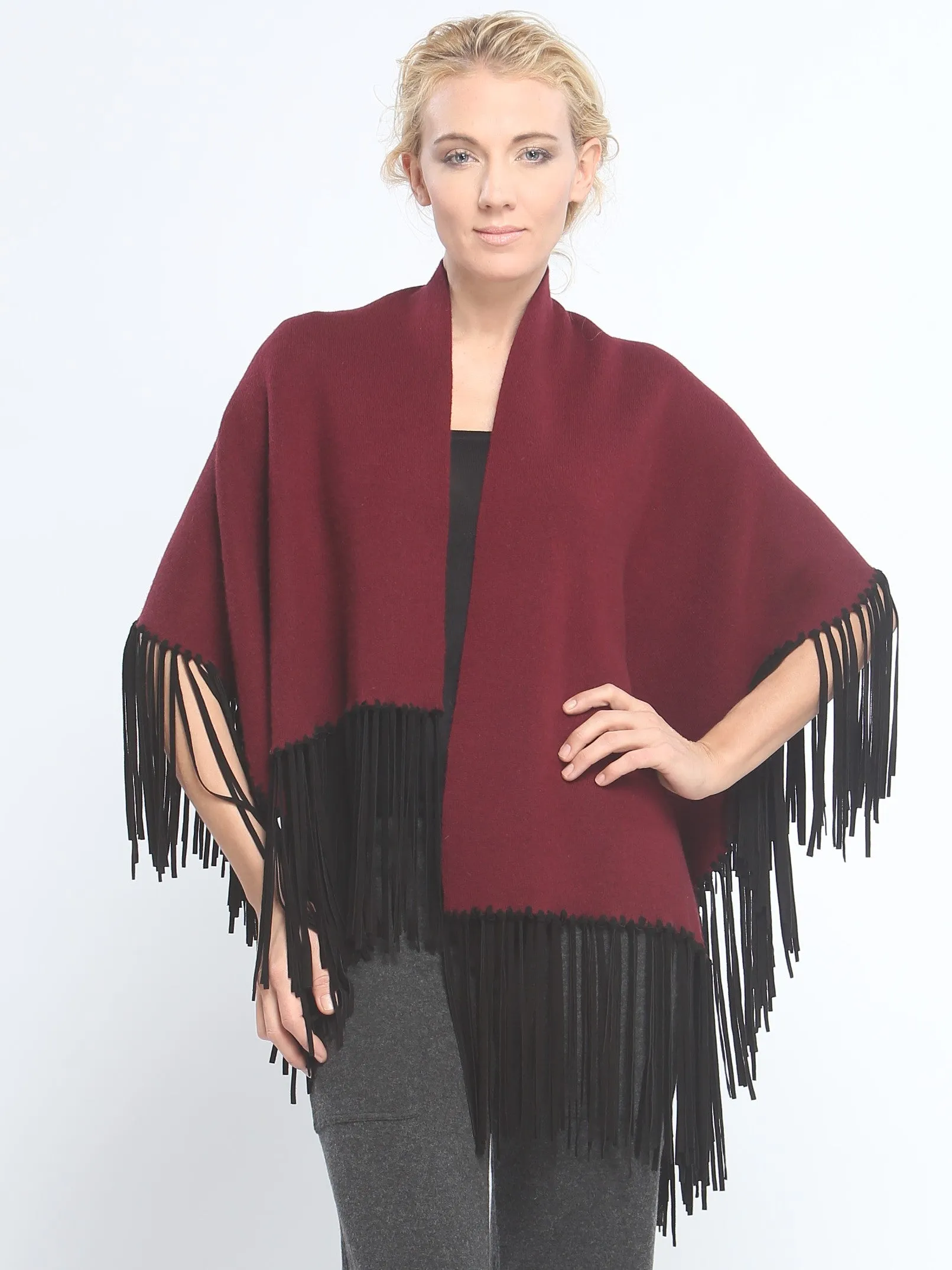 Asymmetrical Reversible Fringed Wrap