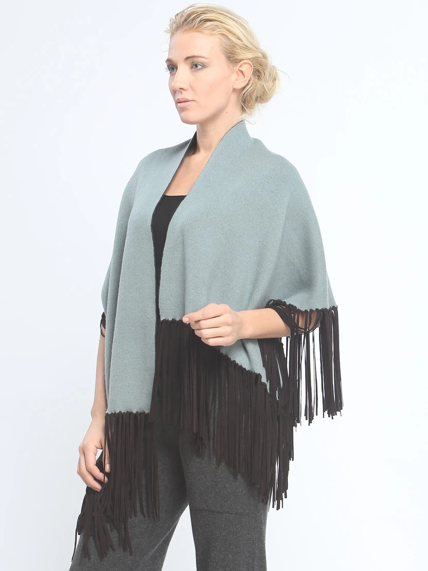 Asymmetrical Reversible Fringed Wrap