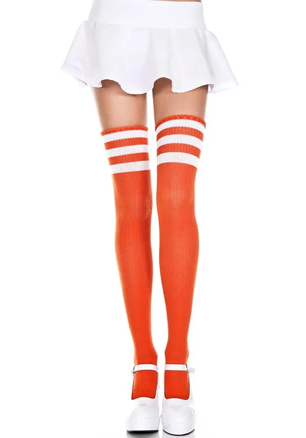 Athlete Multi Stripe [Orange/White] | THIGH HIGH