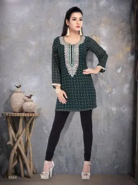 Bandhani Print Georgette Kurti With Heavy Resham Work