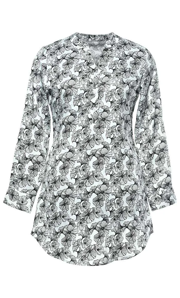 Basic Slip On Monochromatic Print Button Front Tunic With Pockets - Final Sale