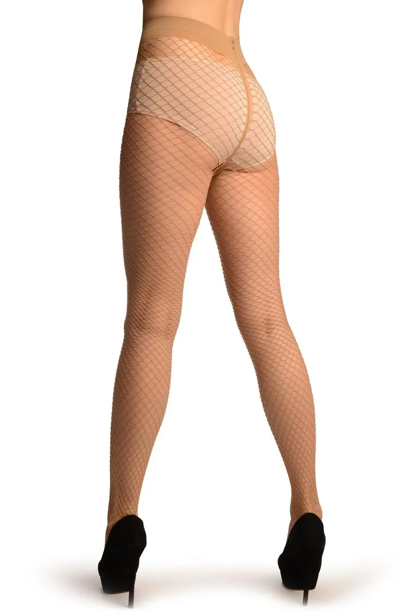 Beige Medium Mesh Luxury Fishnet Tights