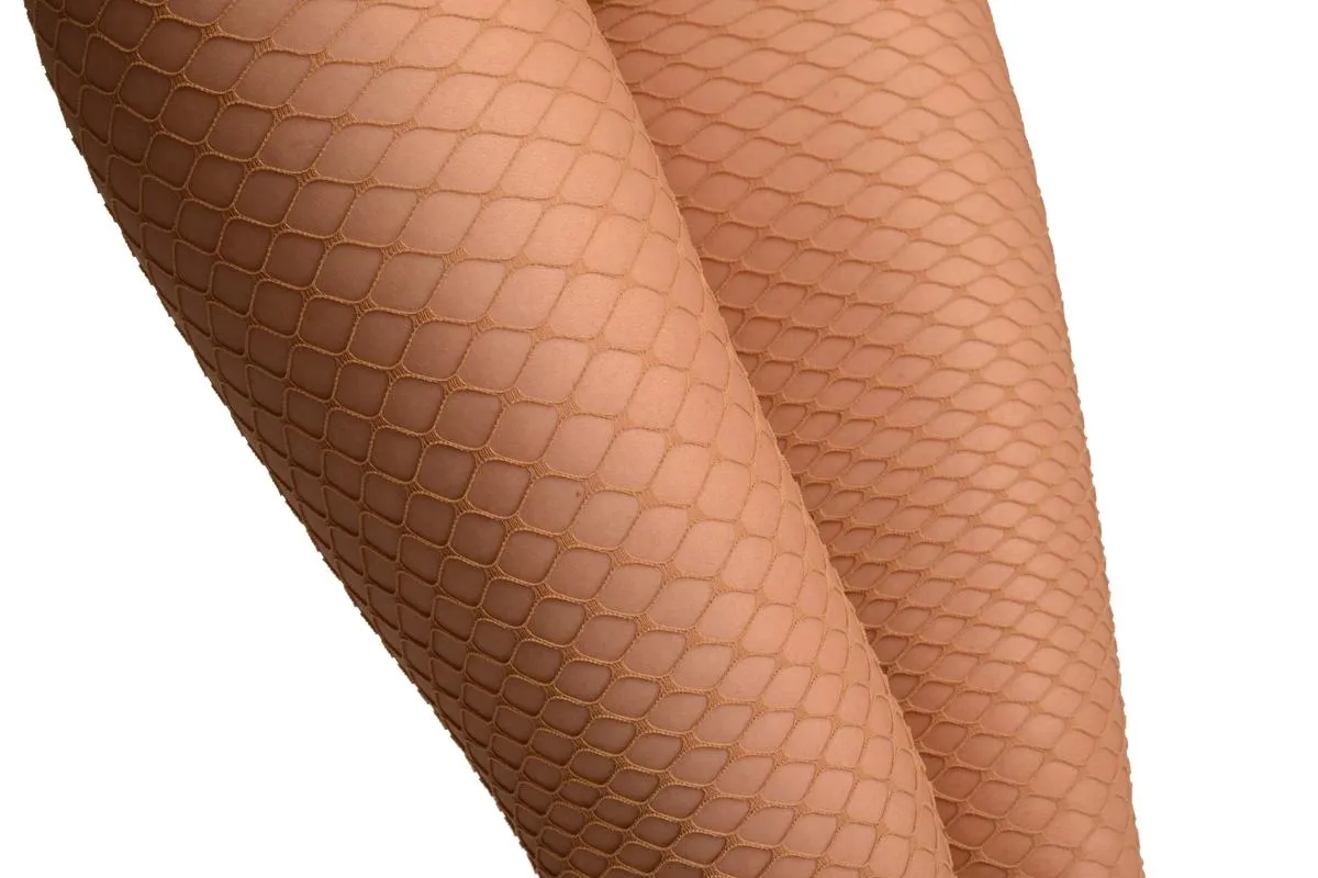 Beige Medium Mesh Luxury Fishnet Tights