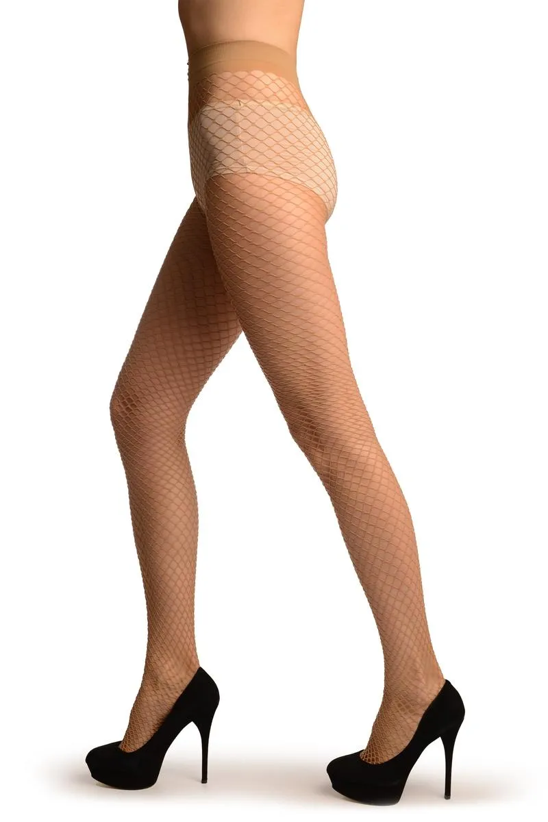 Beige Medium Mesh Luxury Fishnet Tights