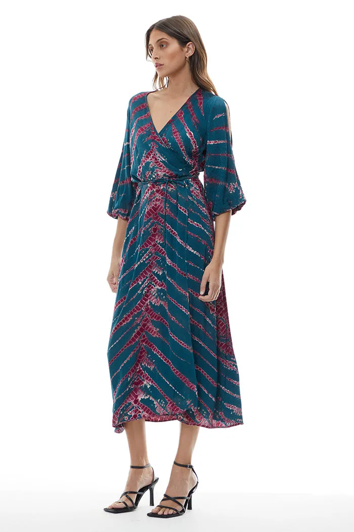 Belle Midi Wrap Dress // Dark Teal Savannah ~ NO RETURNS