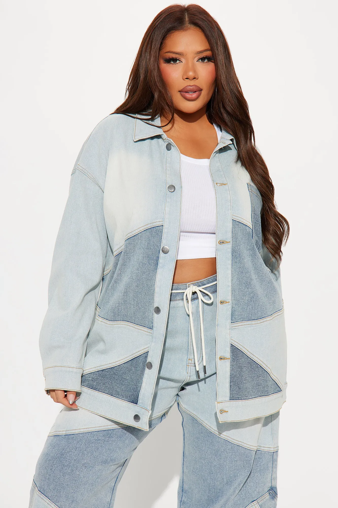 Better Shape Up Oversized Denim Shacket - Light Wash