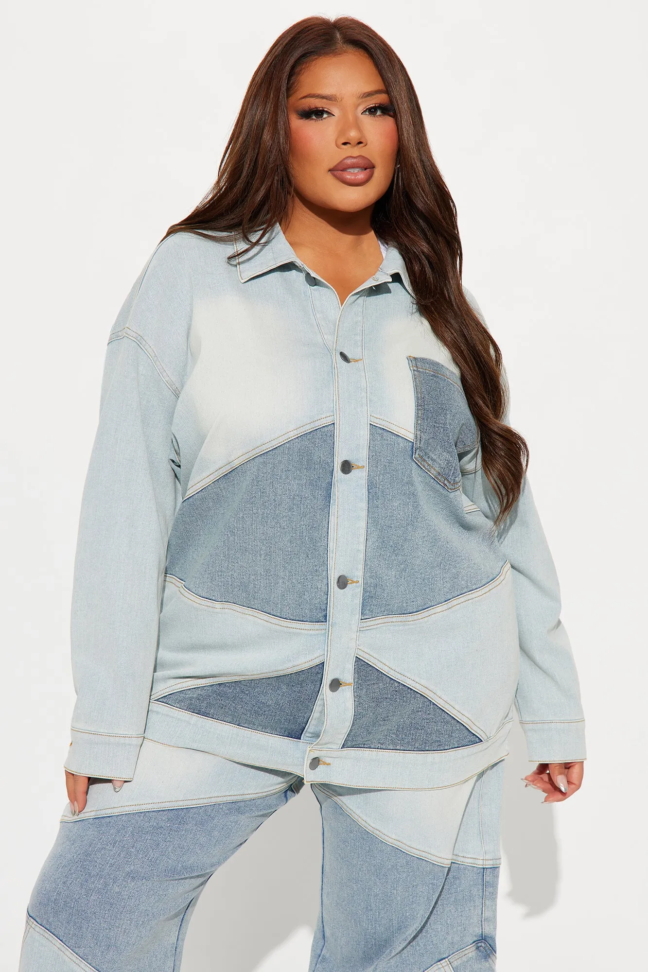 Better Shape Up Oversized Denim Shacket - Light Wash