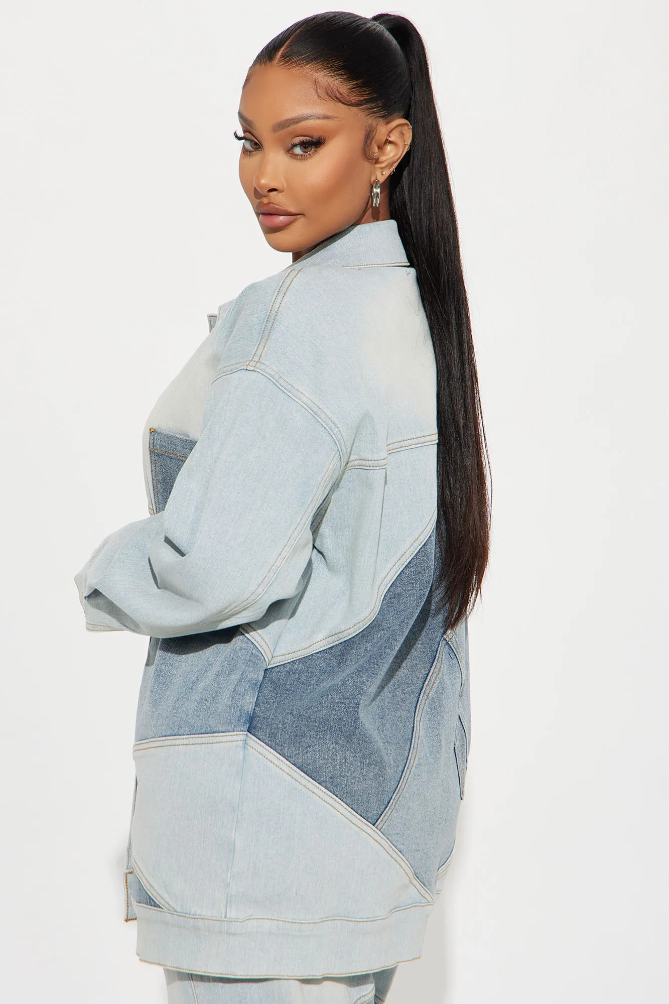 Better Shape Up Oversized Denim Shacket - Light Wash