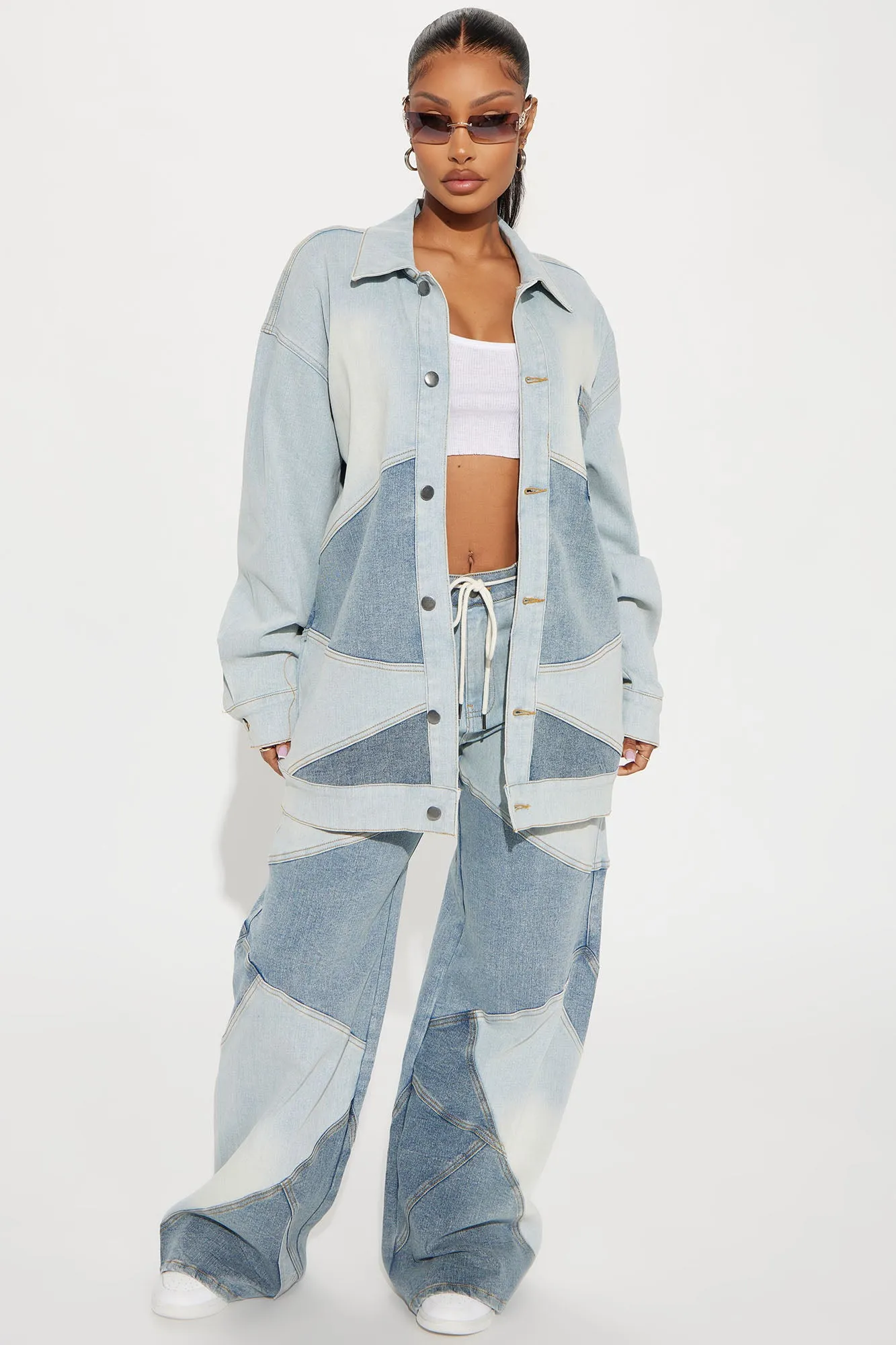 Better Shape Up Oversized Denim Shacket - Light Wash