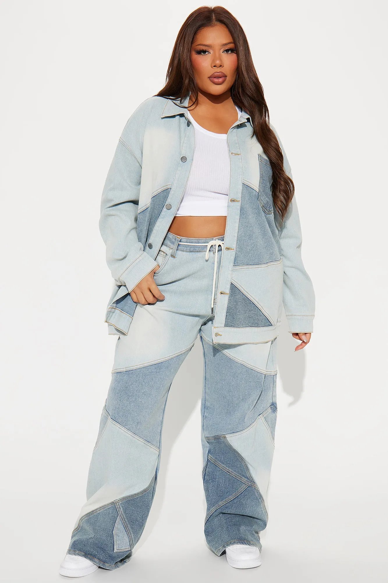 Better Shape Up Oversized Denim Shacket - Light Wash