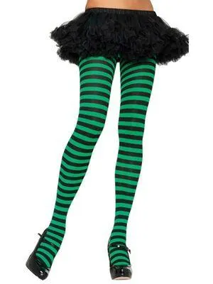 Black and Green Stripe Tights