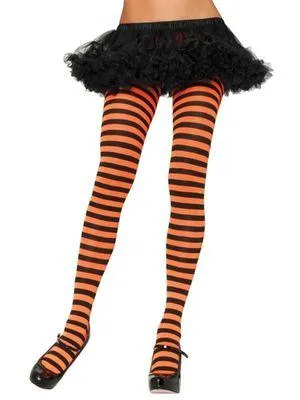 Black and Orange Stripe Tights