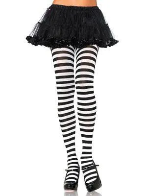 Black and White Stripe Tights