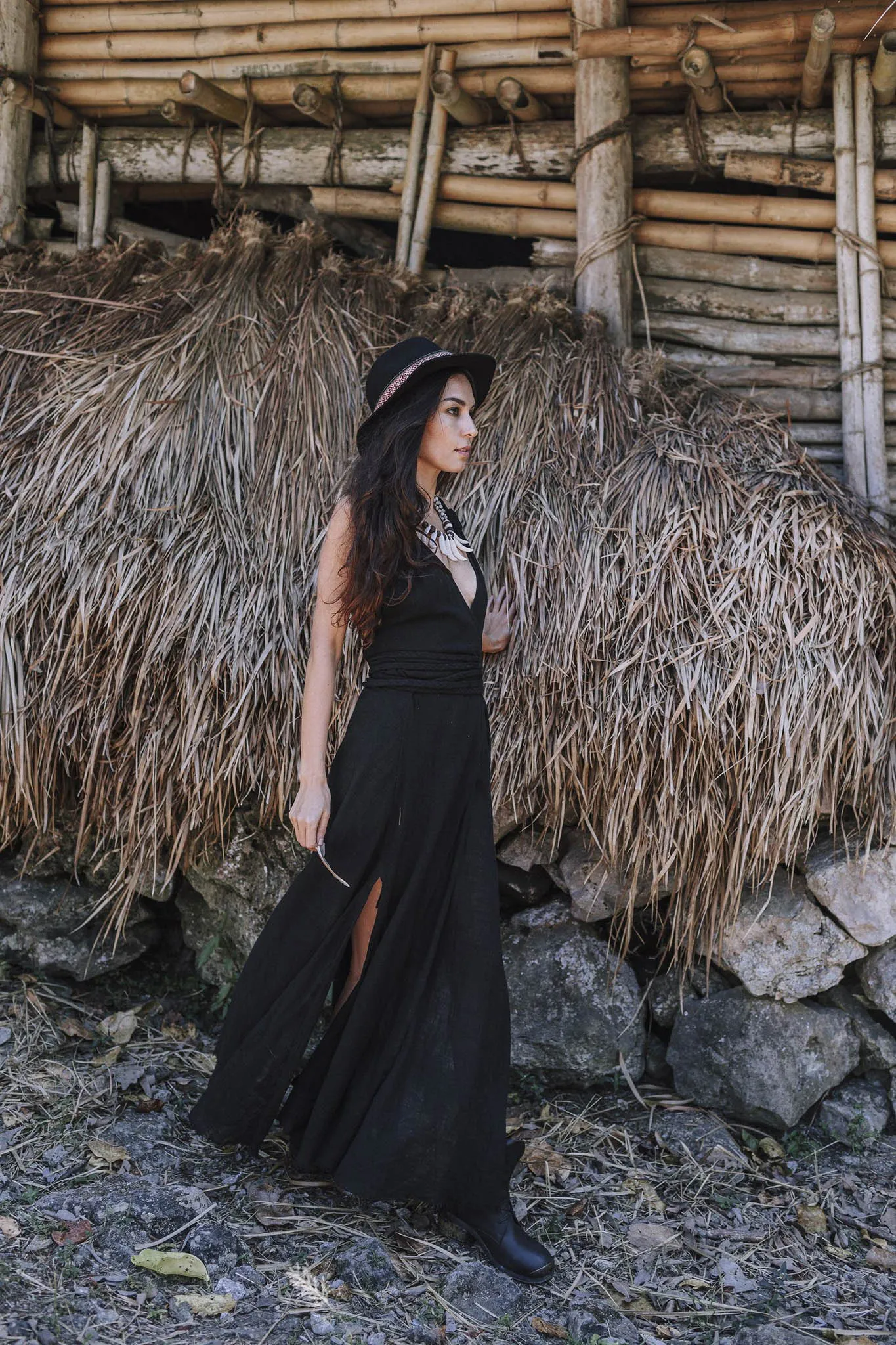 Black Cotton Bohemian Wedding Dress