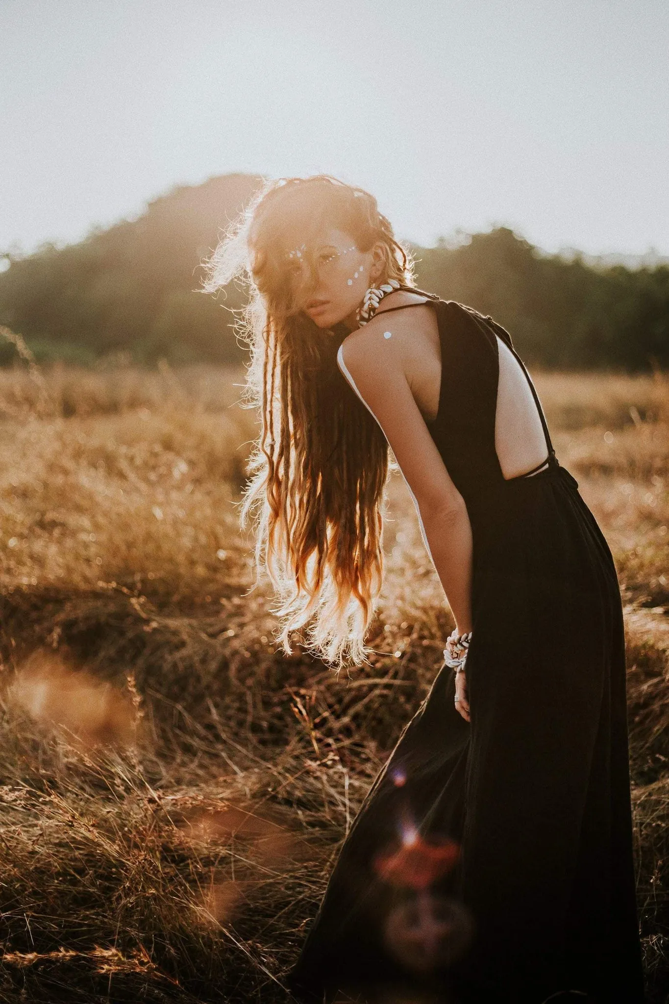 Black Cotton Wedding Dress, Evening Boho Prom Dress