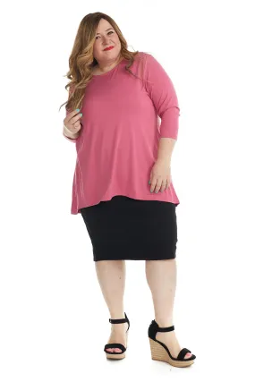 Black Plus Size Cotton Below Knee Length Pencil Skirt 'Dallas'