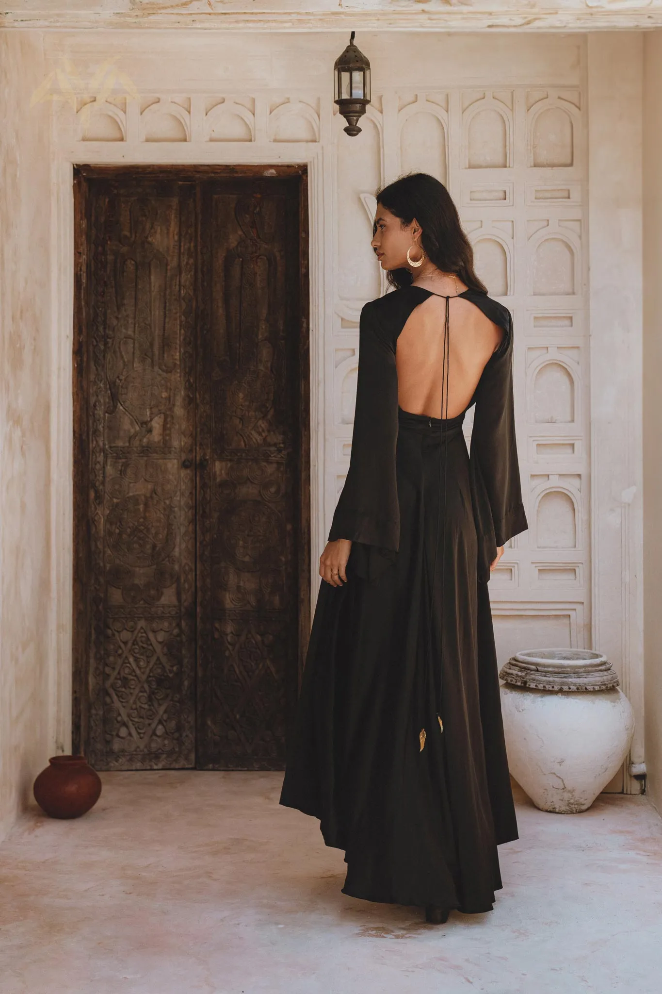 Black Sundari Goddess Silk Gown • Bridesmaid Wedding Dress • Bohemian Silk Maxi Dress