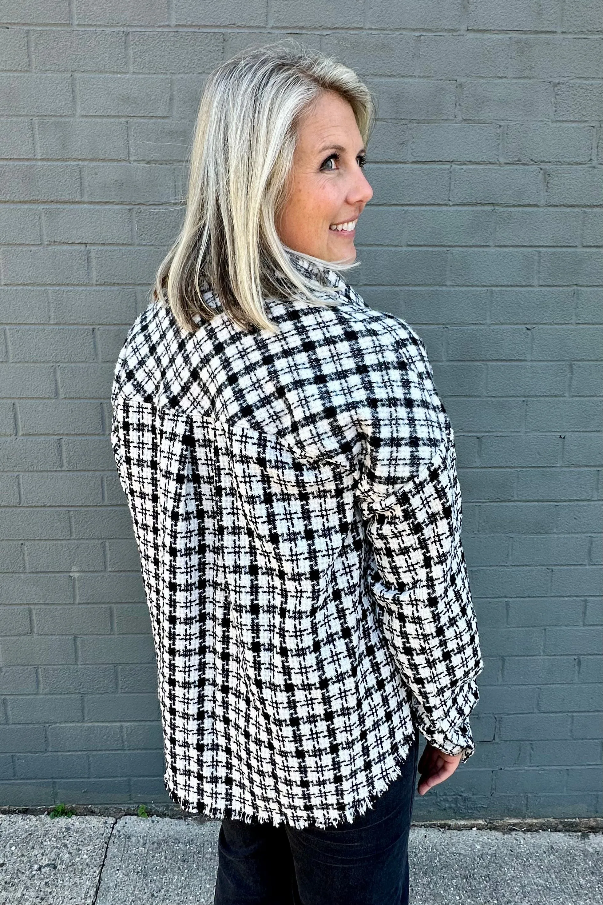 Black Tweed Plaid Shacket