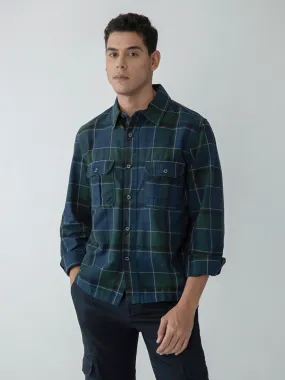 Blue Double Pocket Checks Shacket