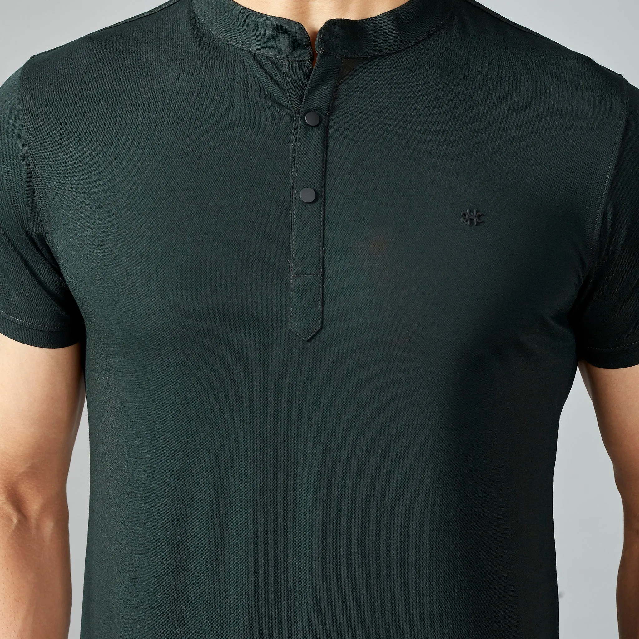 Bottle Green Henley T-shirt.