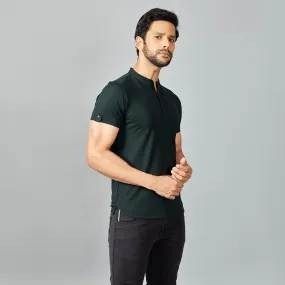 Bottle Green Henley T-shirt.