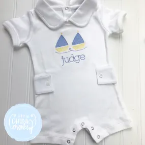 Boy Peter Pan Romper - Sailboat