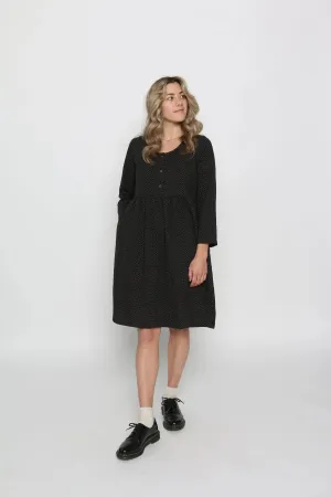 Brook Dress - Black w/Brown Dot