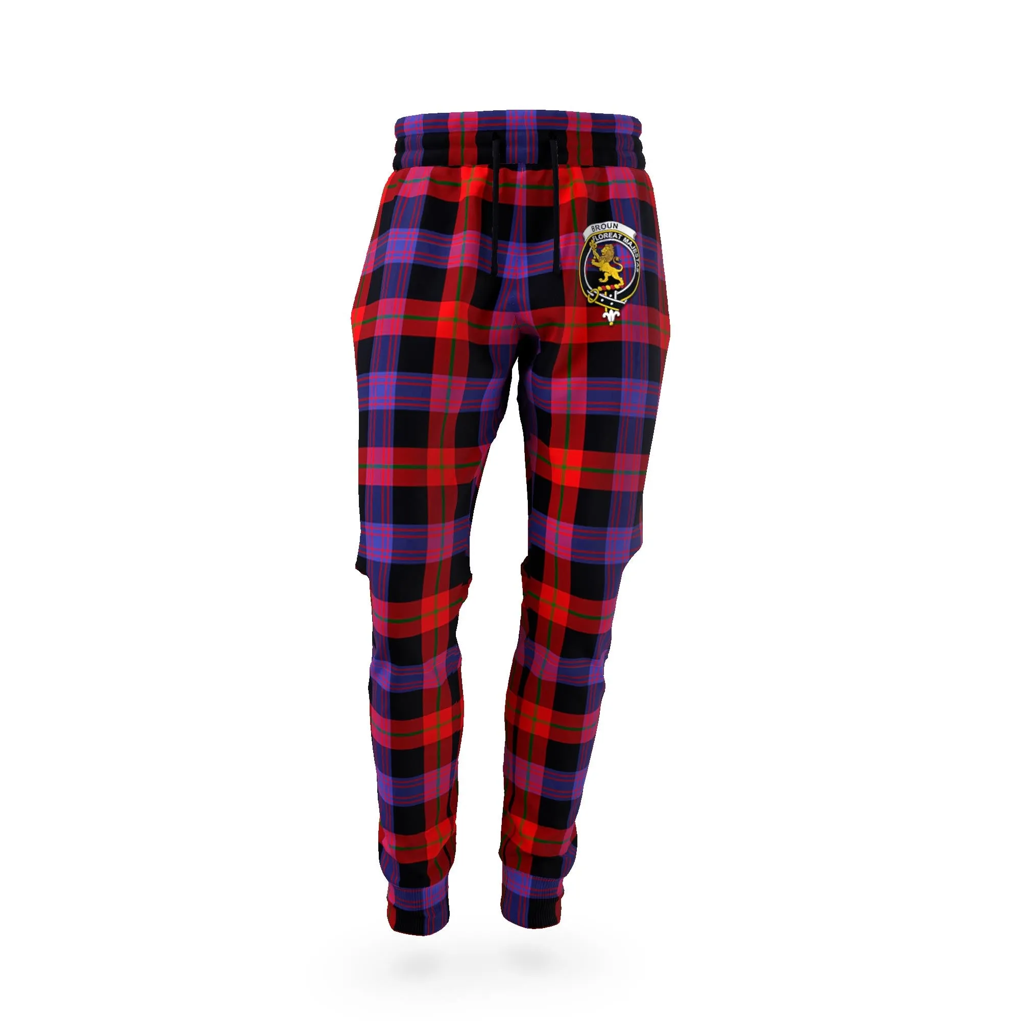 Broun Modern Tartan Joggers Pants with Family Crest